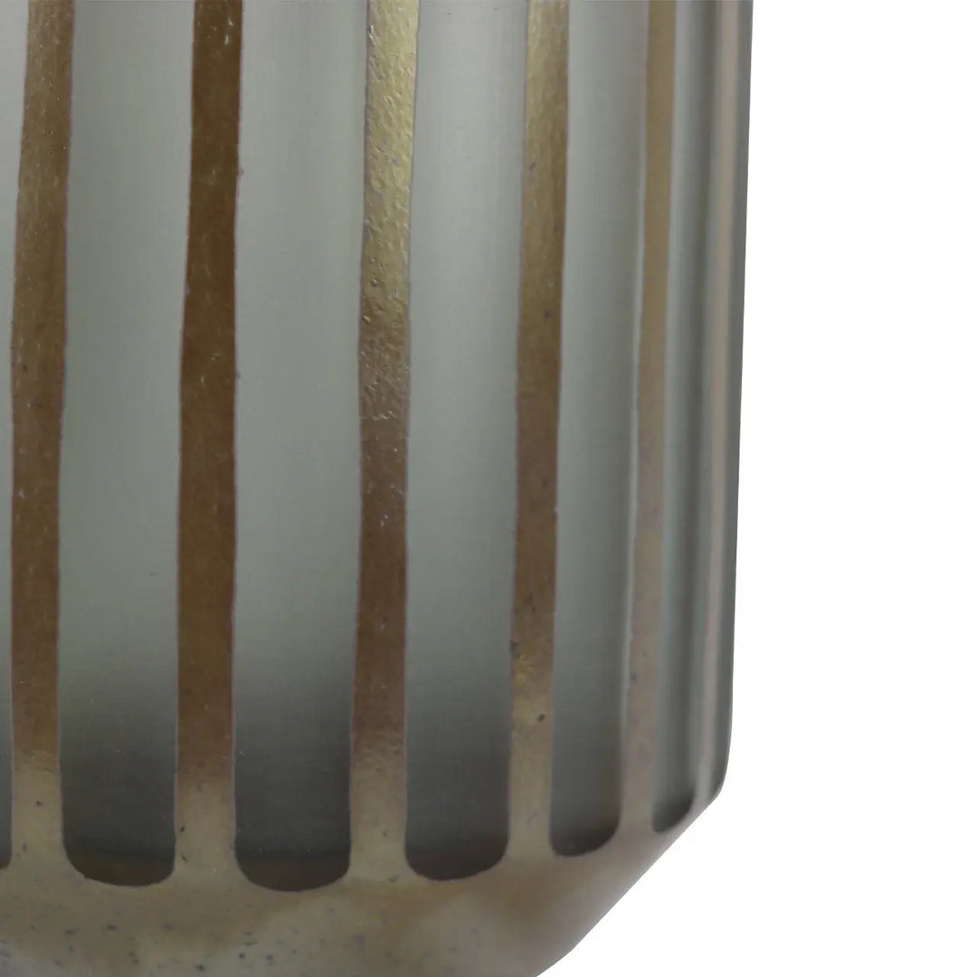 Coffee Brown and Grey Pleated Design Vase – 32.5 cm Lina Home