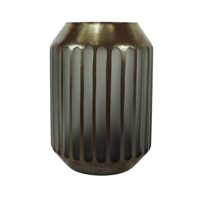 Coffee Brown and Grey Pleated Design Vase – 27.5 cm Lina Home