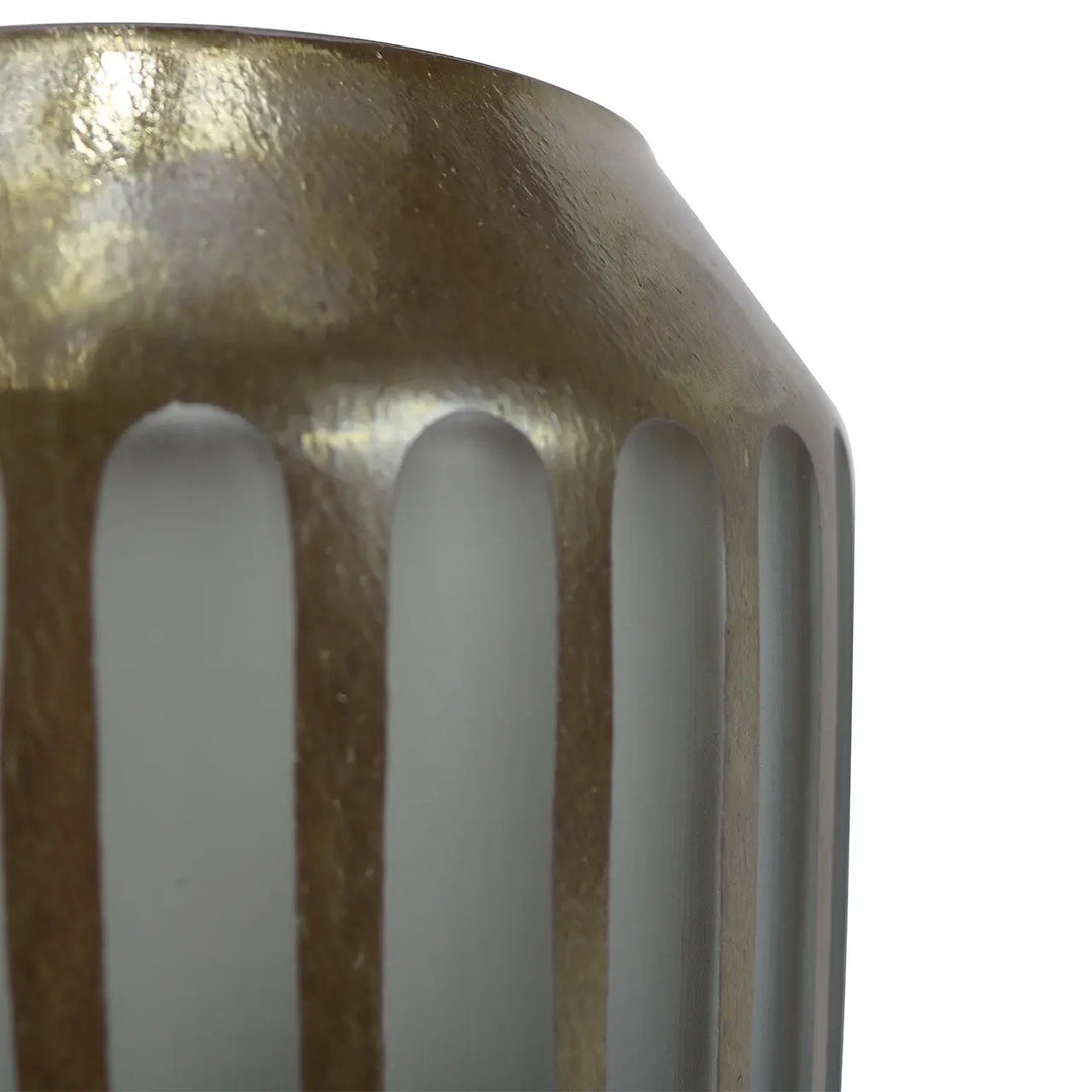 Coffee Brown and Grey Pleated Design Vase – 27.5 cm Lina Home
