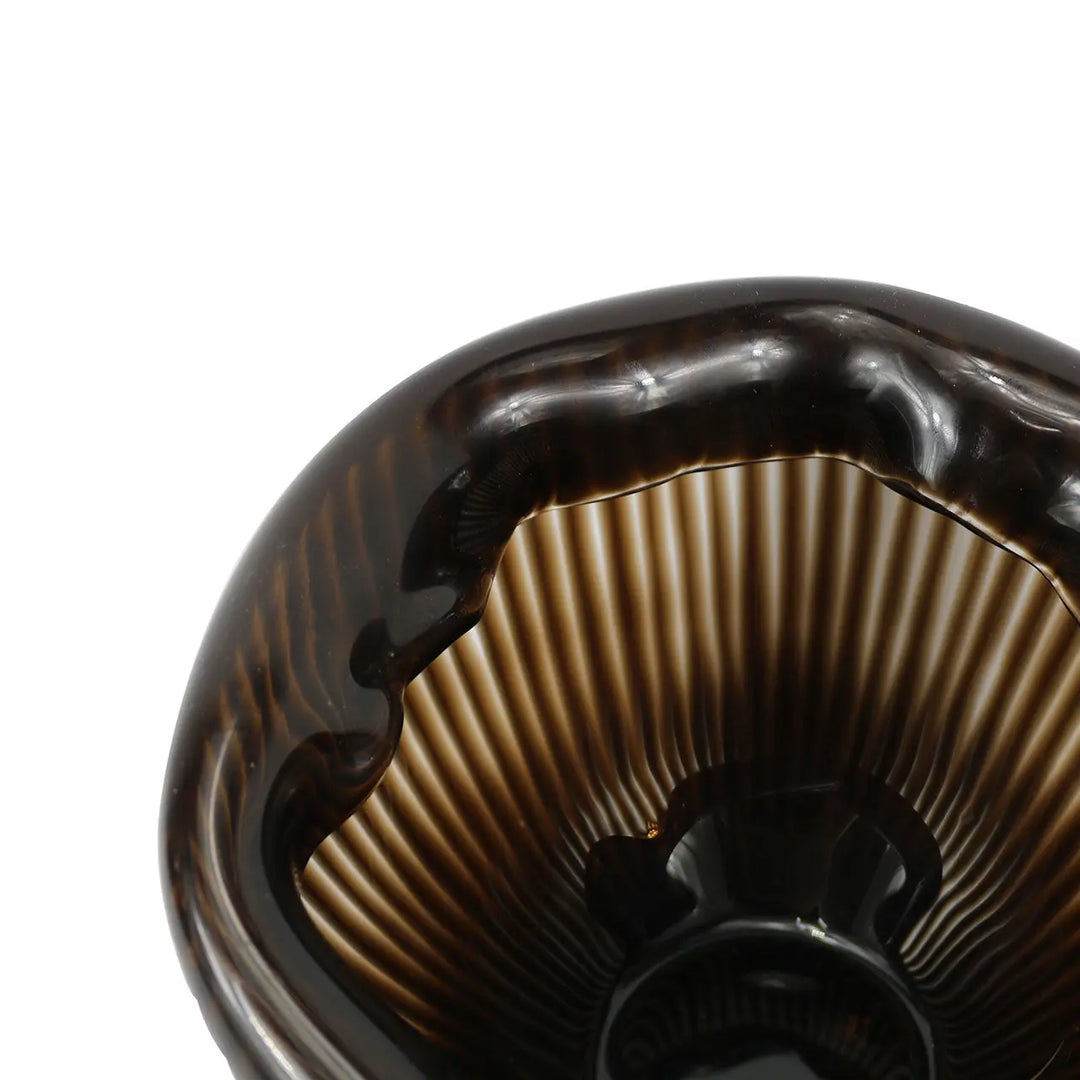 Pleated Coffee Brown Handmade 17cm Glass Vase Lina Home