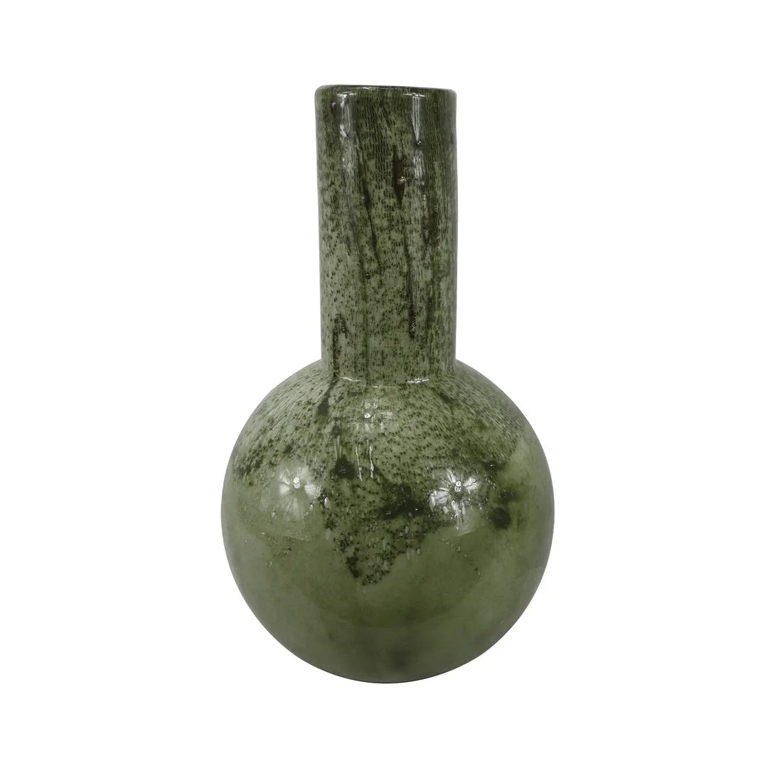 White and Green Handmade 49cm Glass Vase Lina Home