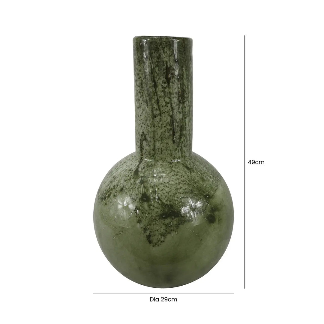 White and Green Handmade 49cm Glass Vase Lina Home