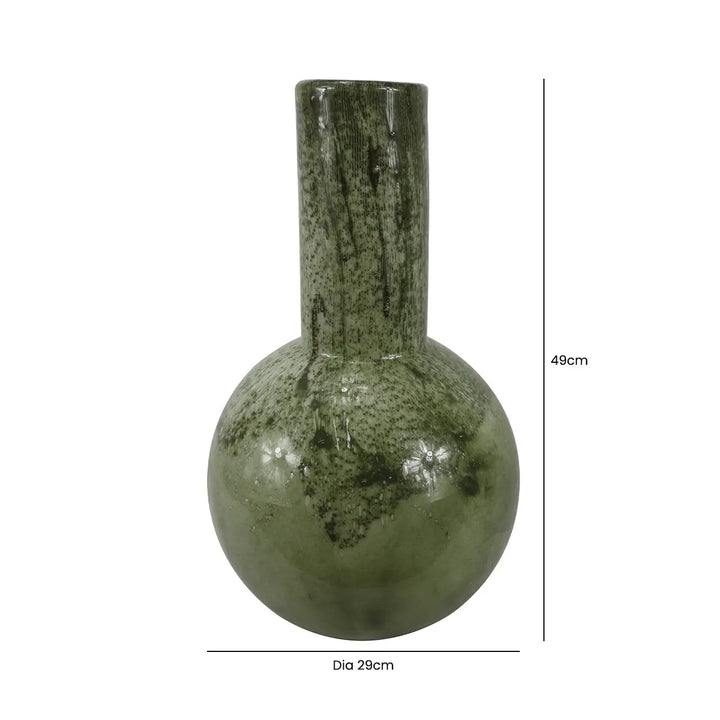 White and Green Handmade 49cm Glass Vase Lina Home