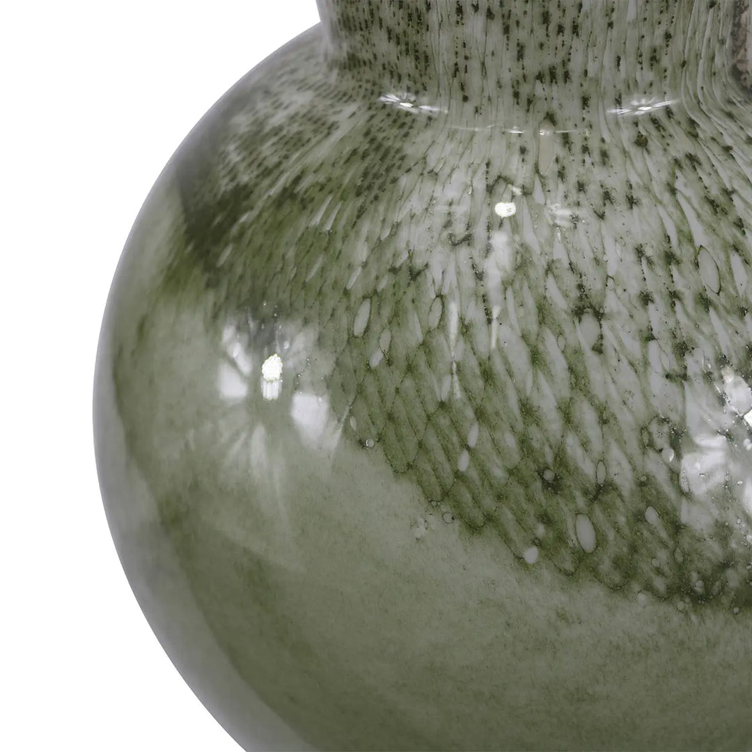 White and Green Handmade 49cm Glass Vase Lina Home