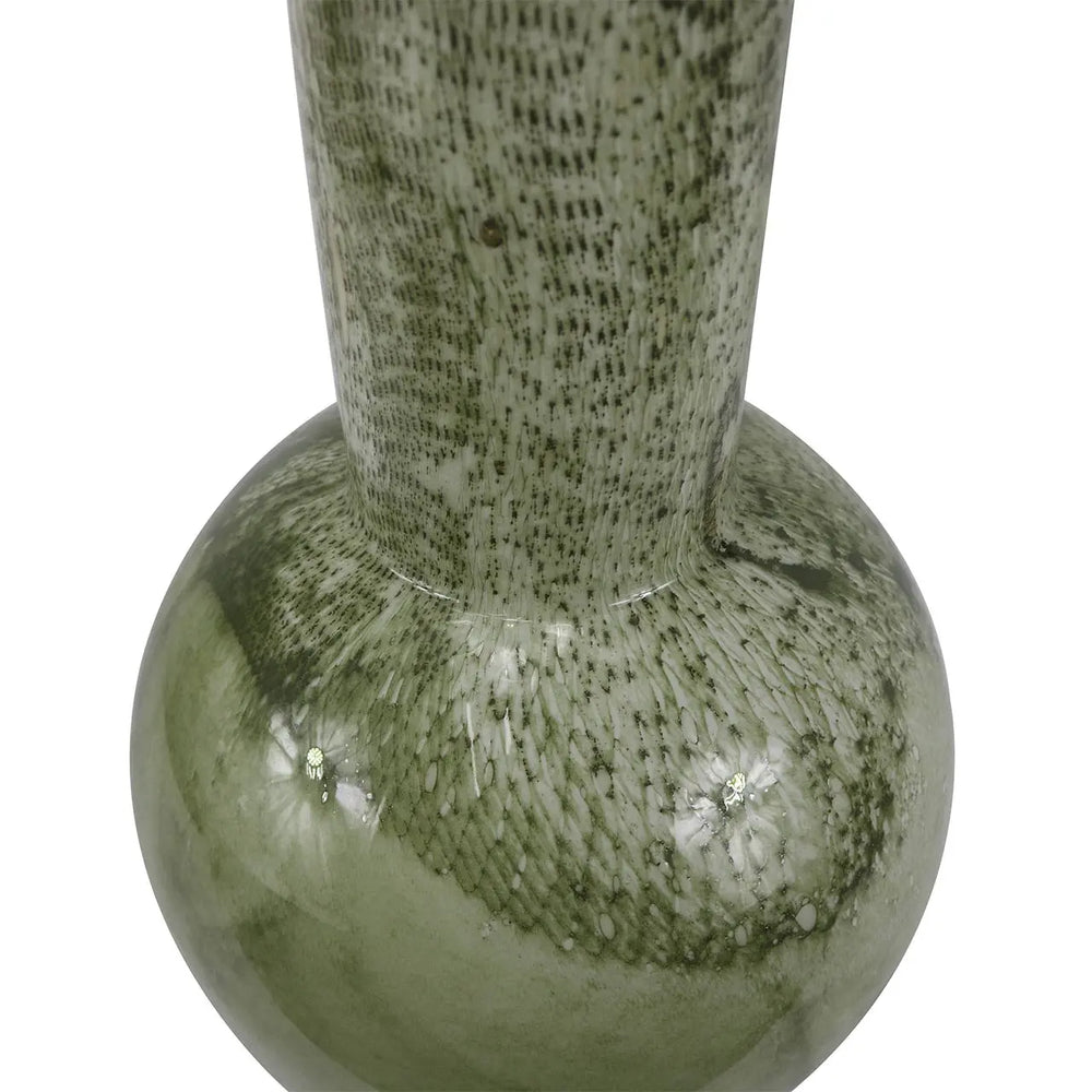 White and Green Handmade 49cm Glass Vase Lina Home