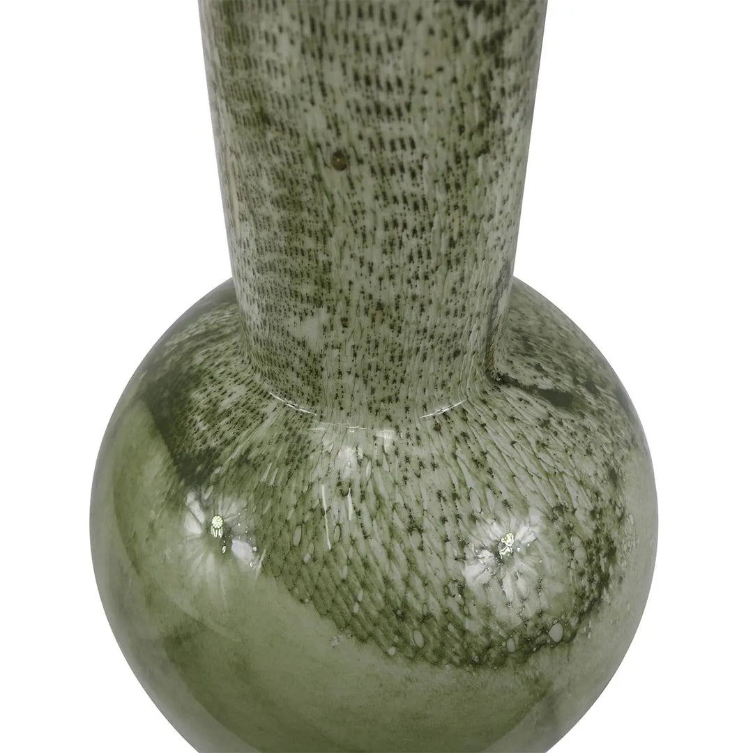 White and Green Handmade 49cm Glass Vase Lina Home