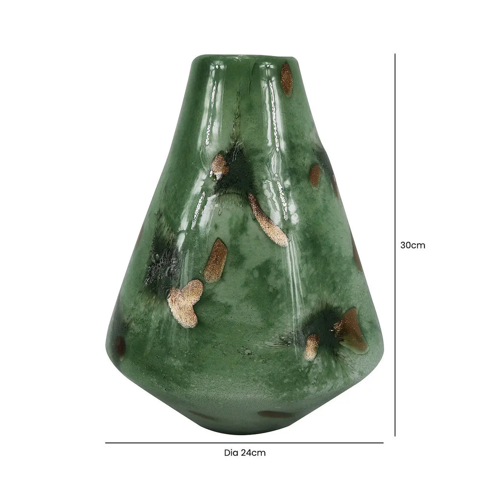 Green Handmade Glass Vase – 30 cm Lina Home