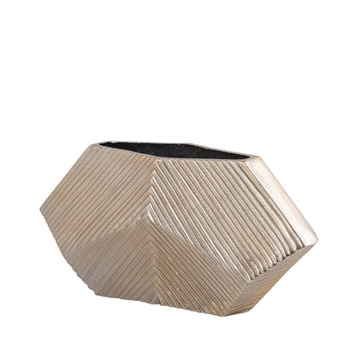Hexagon Metal Vase Champagne – 20 cm Lina Home