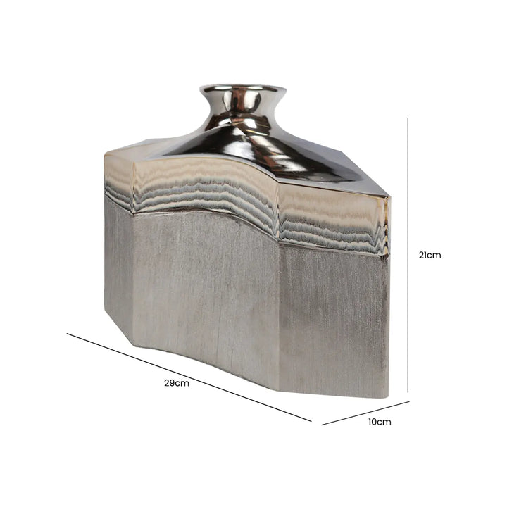 Silver Ceramic Vase With Multicolor Stripes Lina Home