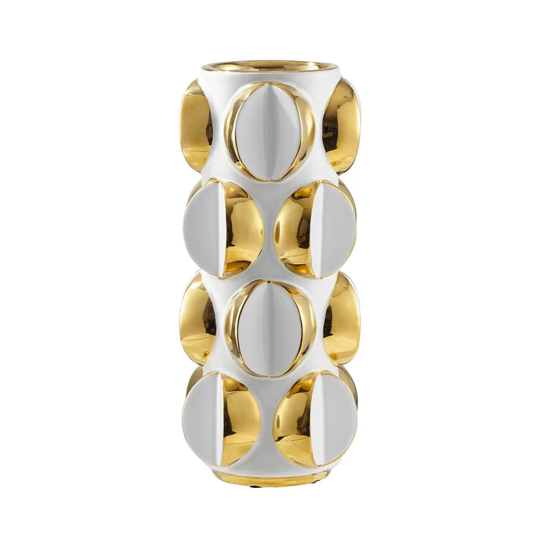 White and Gold Decorative Ceramic Vase Lina Home