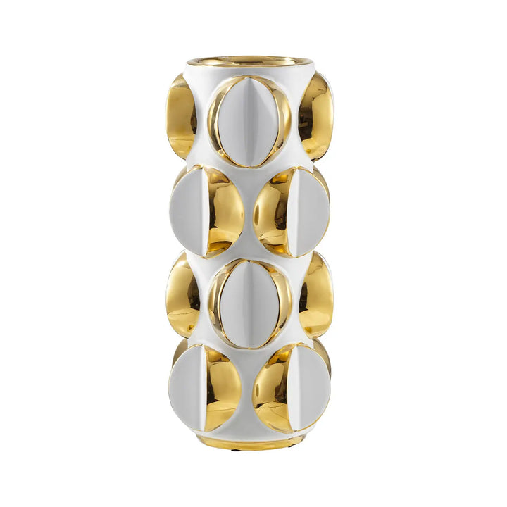 White and Gold Decorative Ceramic Vase Lina Home