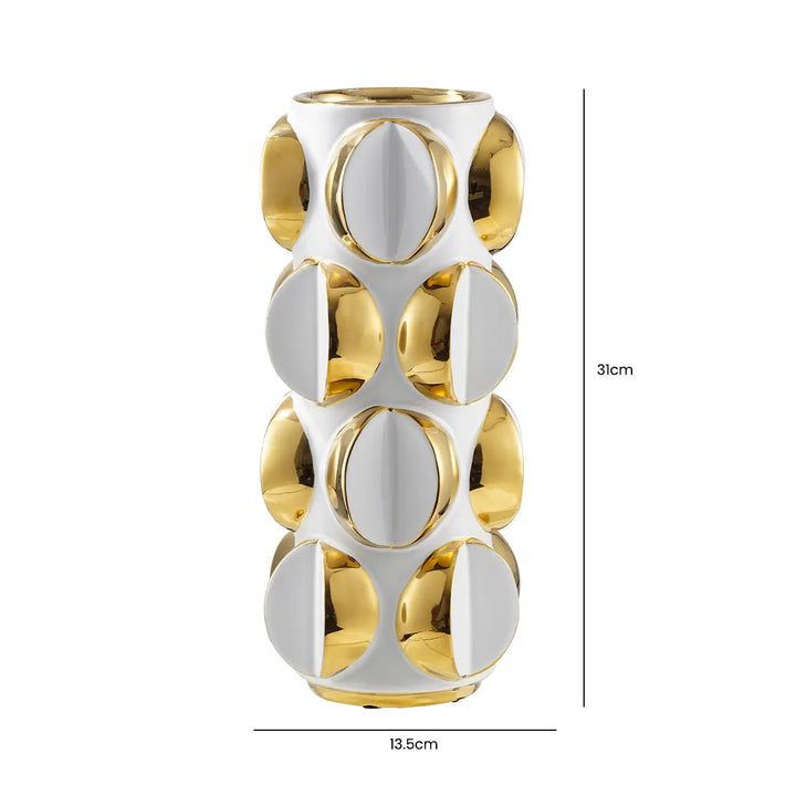 White and Gold Decorative Ceramic Vase Lina Home