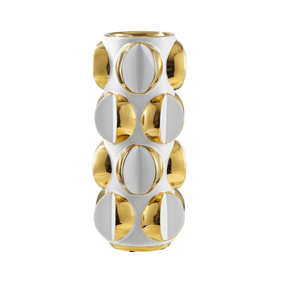 White and Gold Decorative Ceramic Vase Lina Home