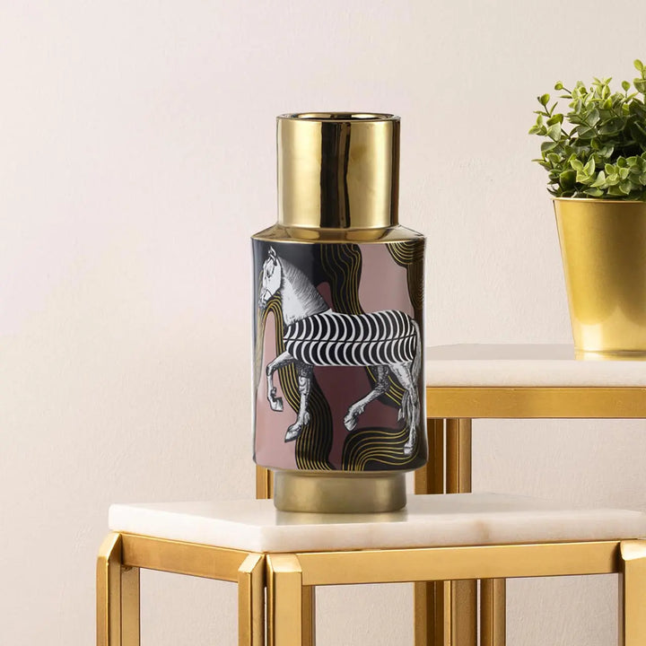 Zebra Print Decorative Ceramic Vase – 39.5 cm Lina Home