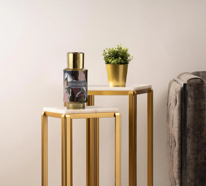 Zebra Print Decorative Ceramic Vase – 39.5 cm Lina Home