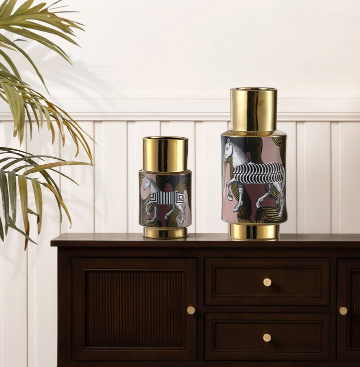 Zebra Print Decorative Ceramic Vase – 25.5 cm Lina Home