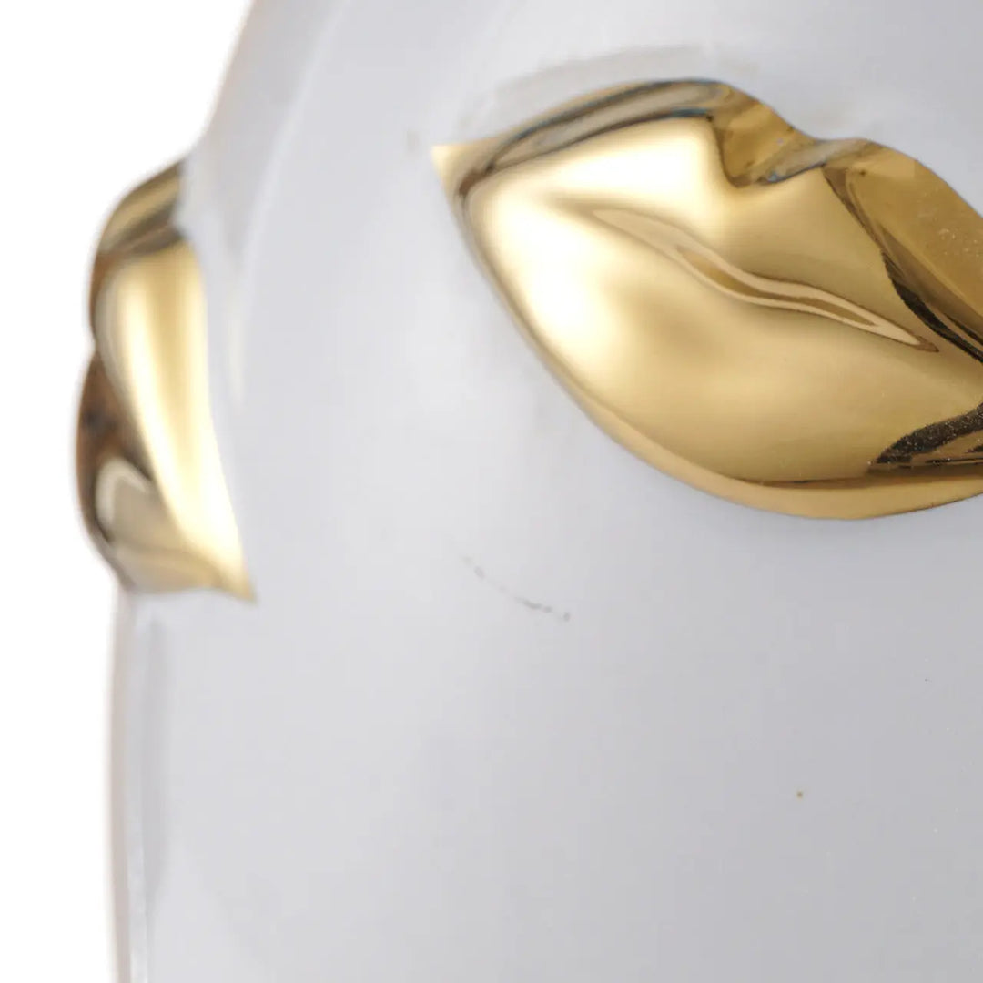 White and Gold Lips Design Ceramic Vase Lina Home