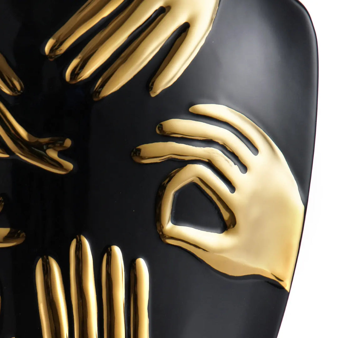 Black and Gold Hands Design Ceramic Vase Lina Home