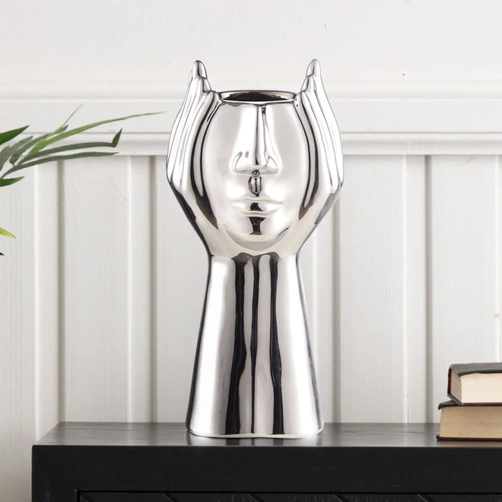 Chrome Face Decorative Ceramic Vase - 38.8cm Lina Home