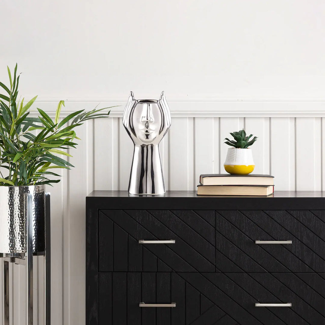 Chrome Face Decorative Ceramic Vase - 38.8cm Lina Home