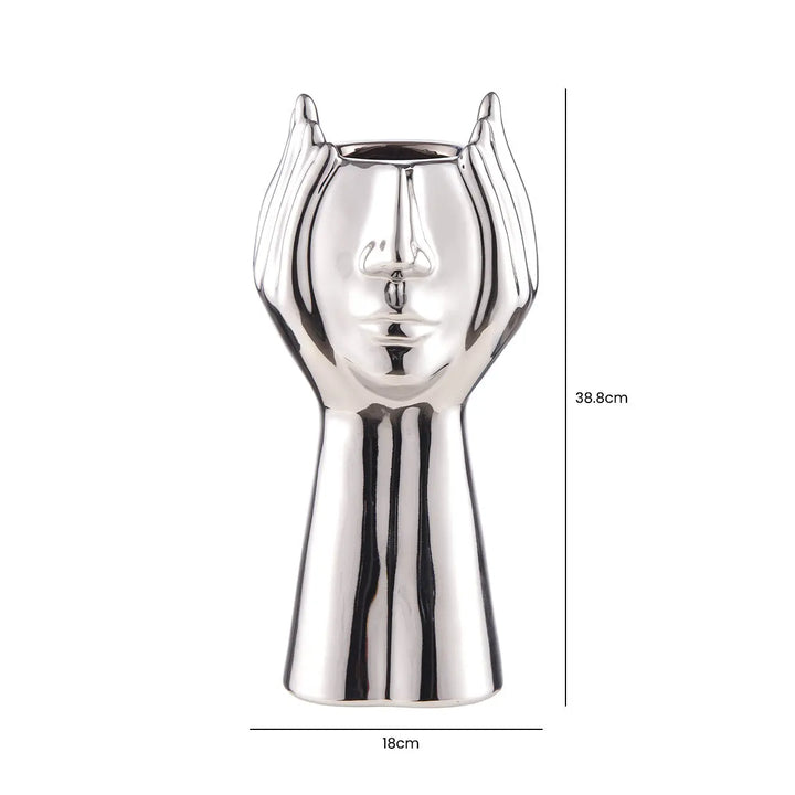 Chrome Face Decorative Ceramic Vase - 38.8cm Lina Home