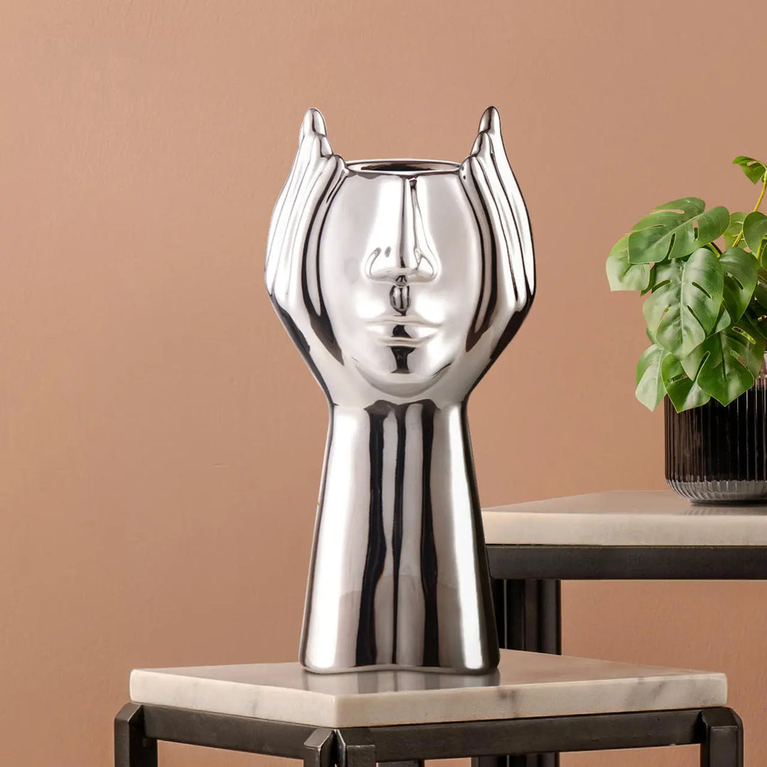 Chrome Face Decorative Ceramic Vase Lina Home