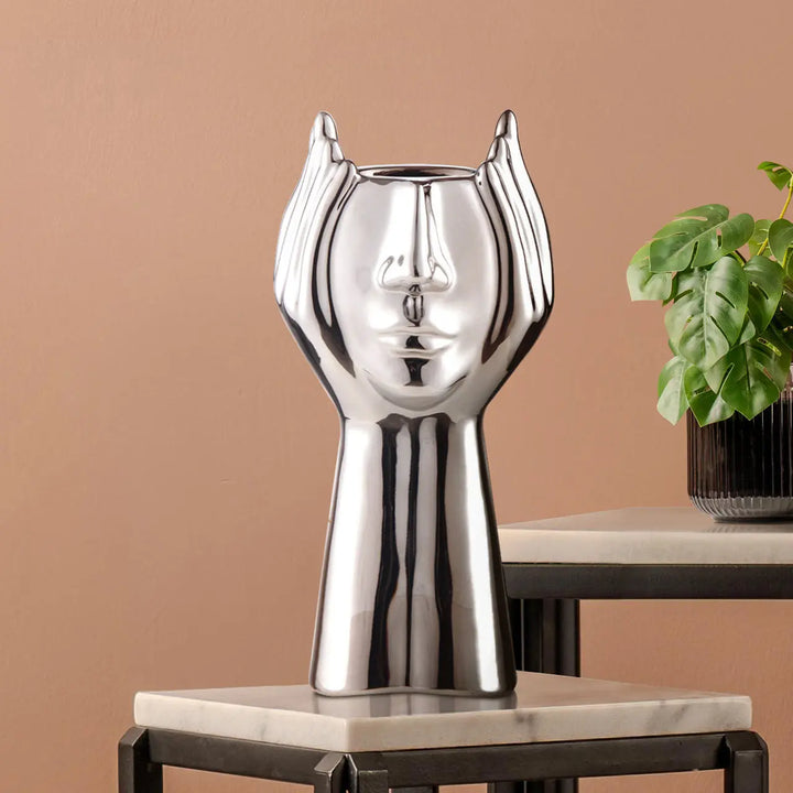 Chrome Face Decorative Ceramic Vase Lina Home