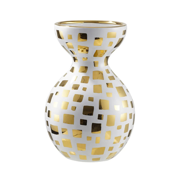 White and Gold Decorative Ceramic Vase – 31.5 cm Lina Home
