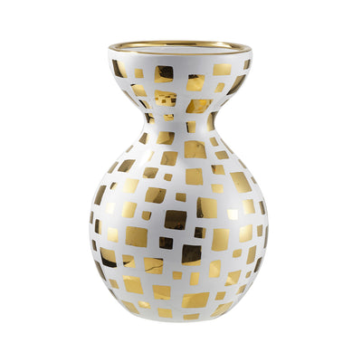 White and Gold Decorative Ceramic Vase – 31.5 cm Lina Home