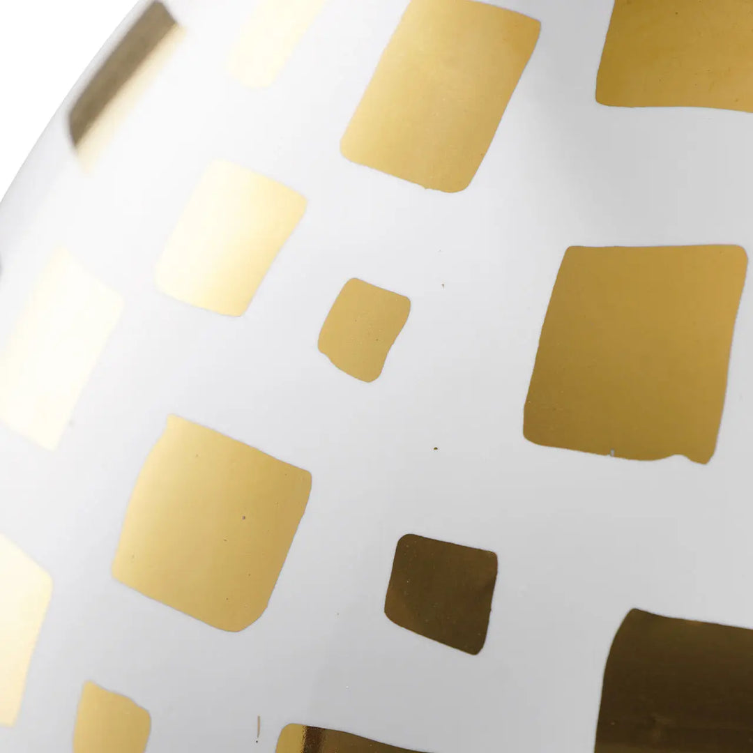 White and Gold Decorative Ceramic Vase – 31.5 cm Lina Home