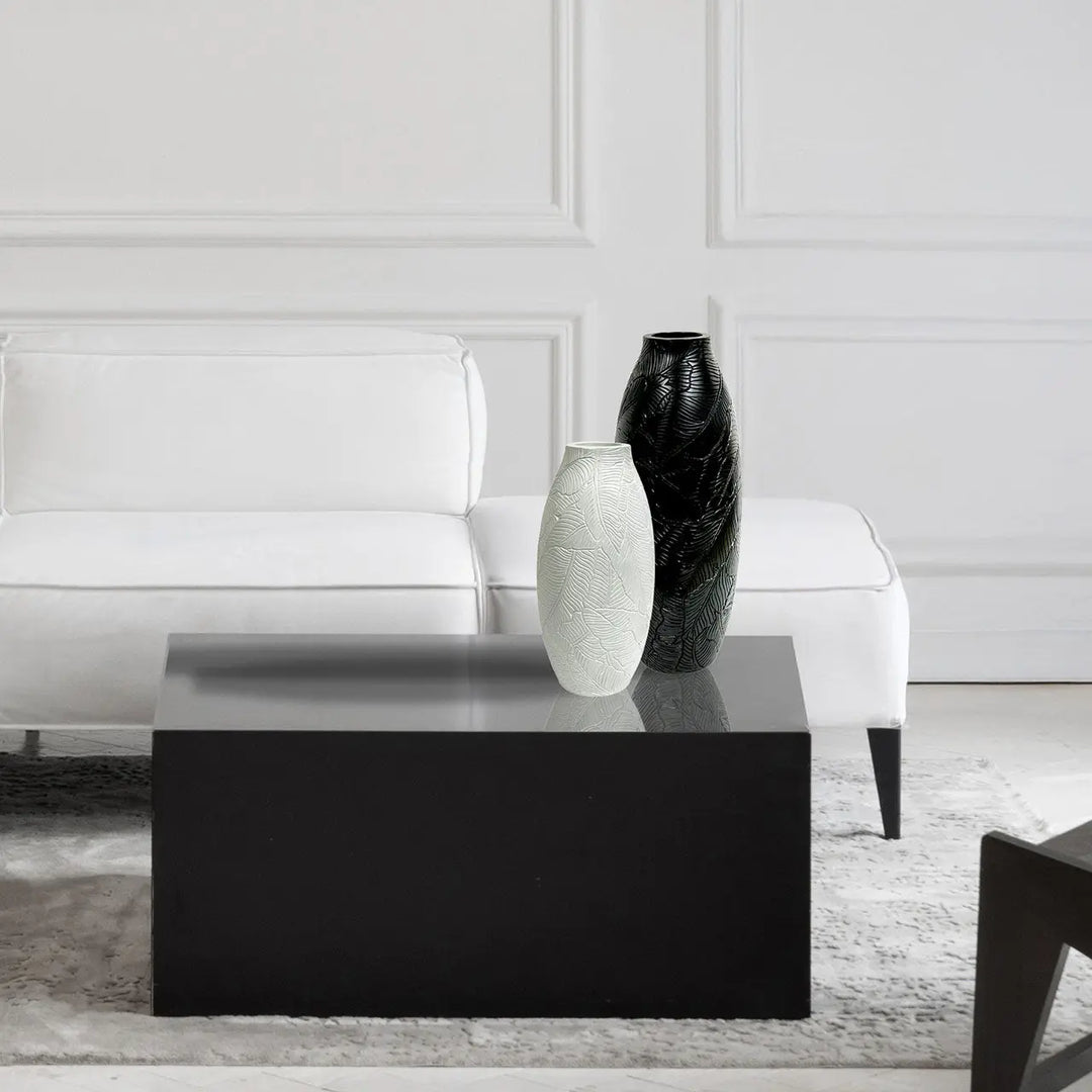 Black Leaf Textured Polyresin Vase Lina Home