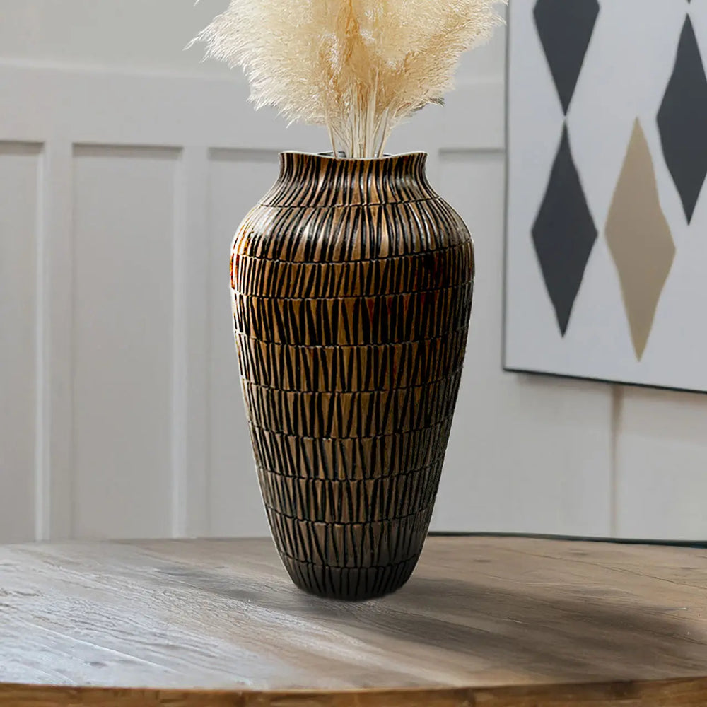 Black and Brown Polyresin Vase Lina Home