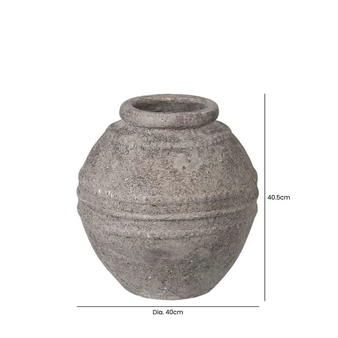 Antique Dark Grey Terracotta Pot - 40.5 cm Lina Home