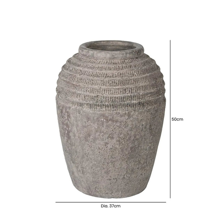 Antique Dark Grey Terracotta Pot - 50 cm Lina Home