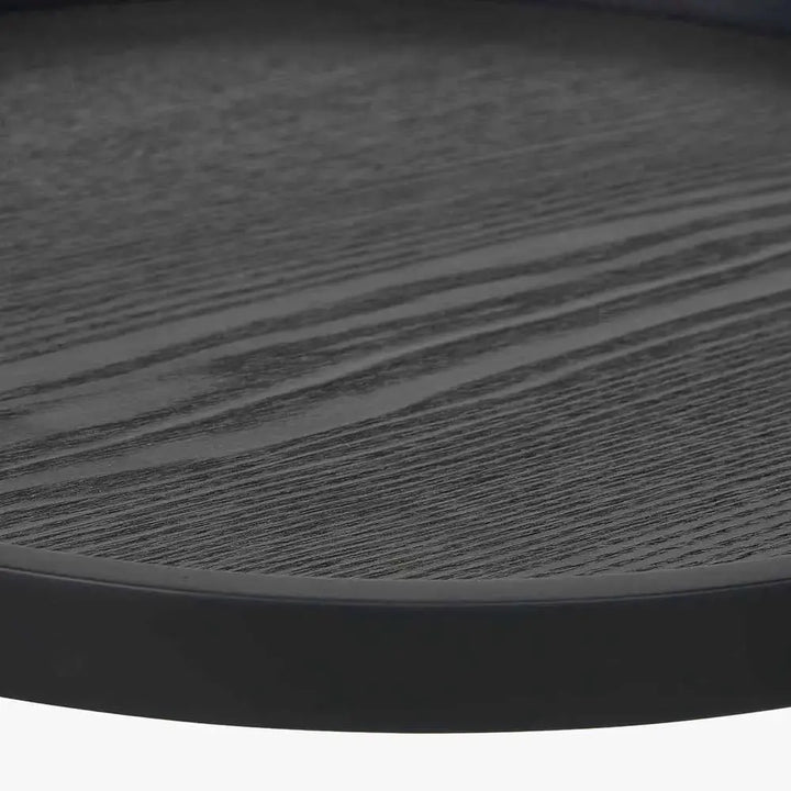 Voss Black Wood Veneer and Black Metal Side Table  Nicholas John Interiors