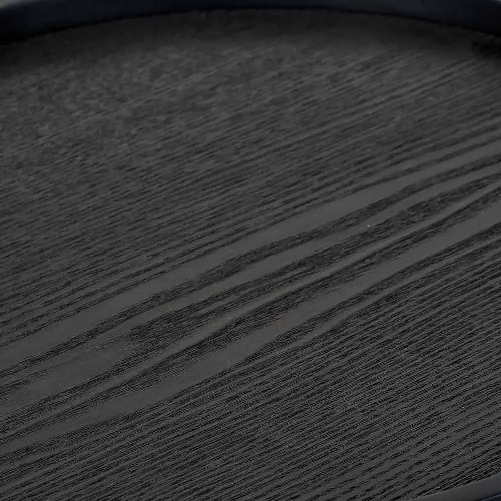 Voss Black Wood Veneer and Black Metal Side Table  Nicholas John Interiors