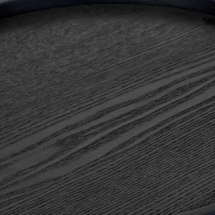 Voss Black Wood Veneer and Black Metal Side Table  Nicholas John Interiors