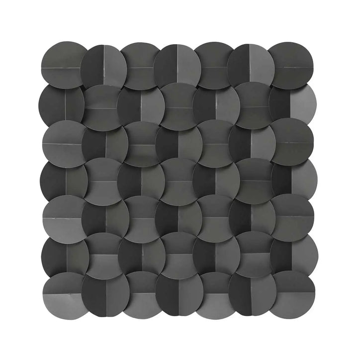 Pattern of interlocking gray circular tiles on a white background