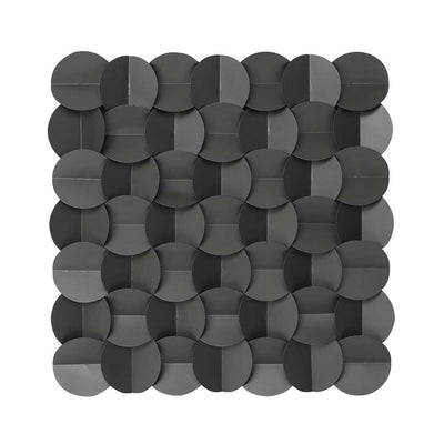 Pattern of interlocking gray circular tiles on a white background