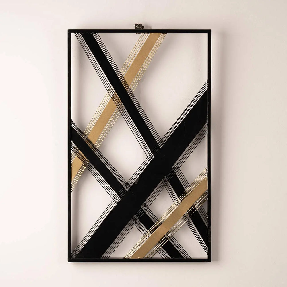 Black & Gold Geometric Metal Wall Art Lina Home