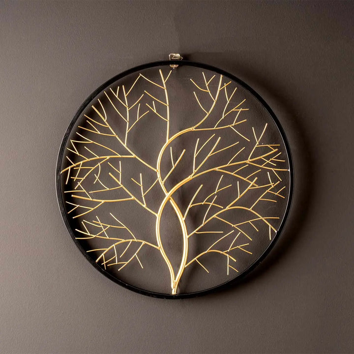 Black & Gold Metal Tree Wall Art – 50 cm Lina Home