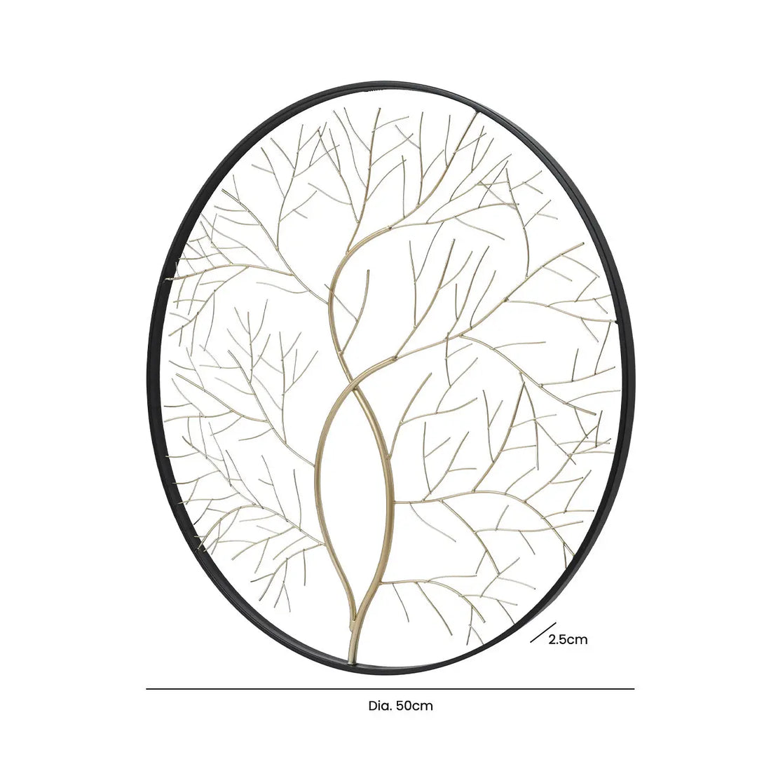 Black & Gold Metal Tree Wall Art – 50 cm Lina Home
