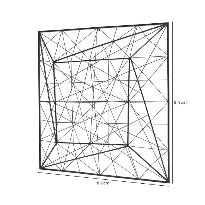Geometric black frame with measurements on a white background