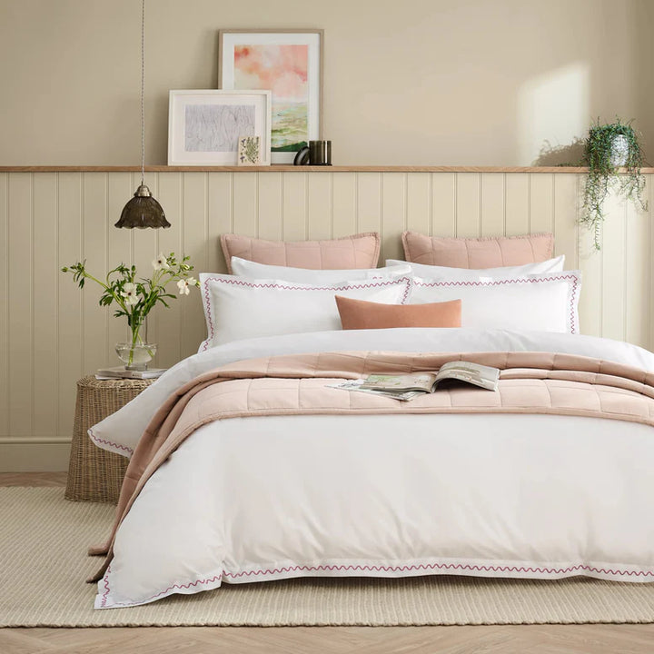 Christy Wave Embroidery Duvet Set in Rose Pink