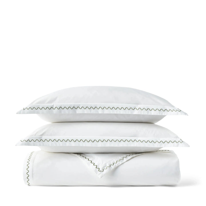 Christy Wave Embroidery Duvet Set in Sage Green