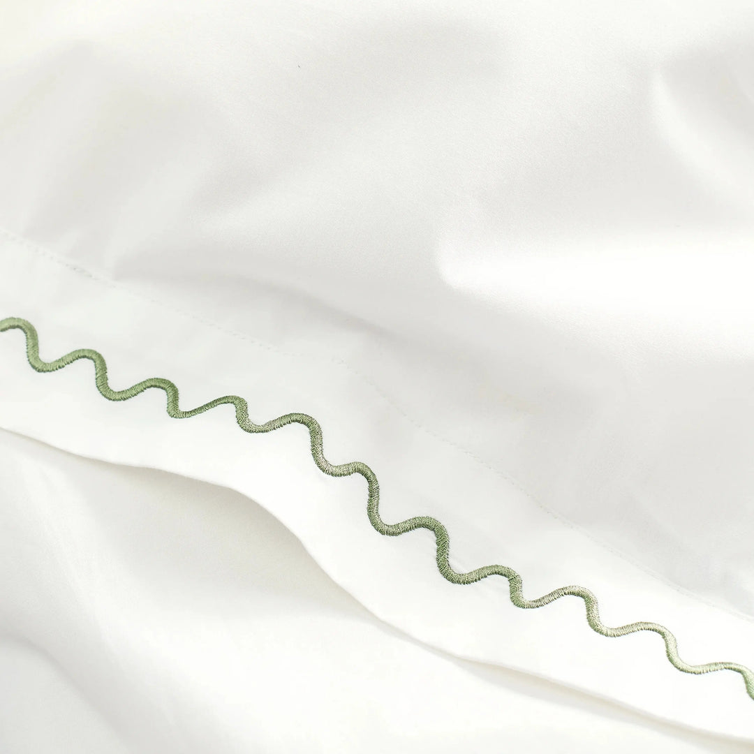 Christy Wave Embroidery Duvet Set in Sage Green