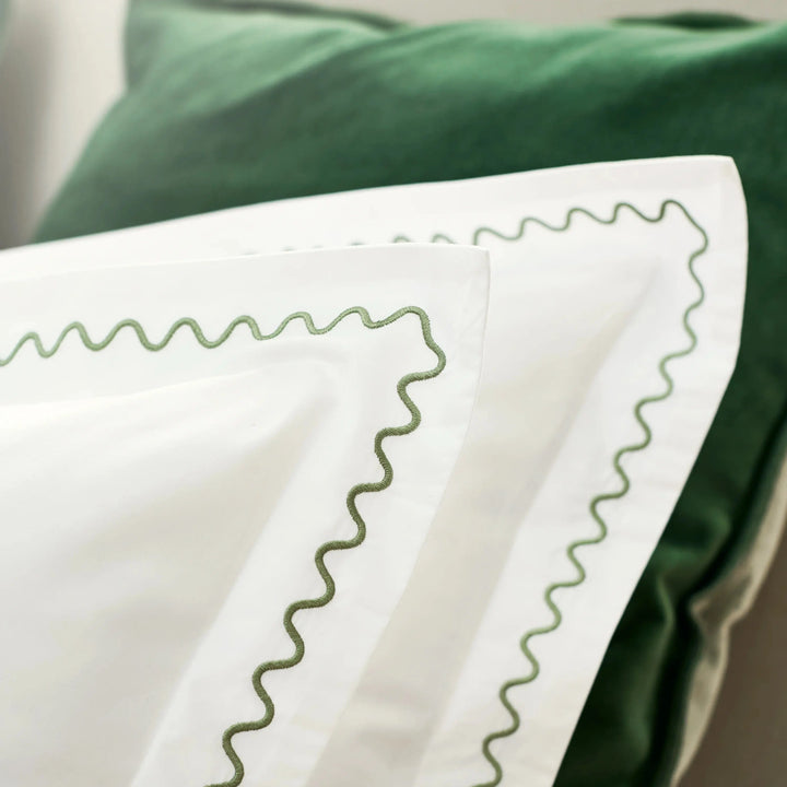 Christy Wave Embroidery Duvet Set in Sage Green