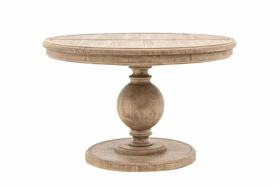 Westwood Round Rustic Pine Wood Extending Dining Table