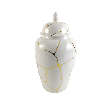 White and Gold 41cm Ginger Jar Lina Home
