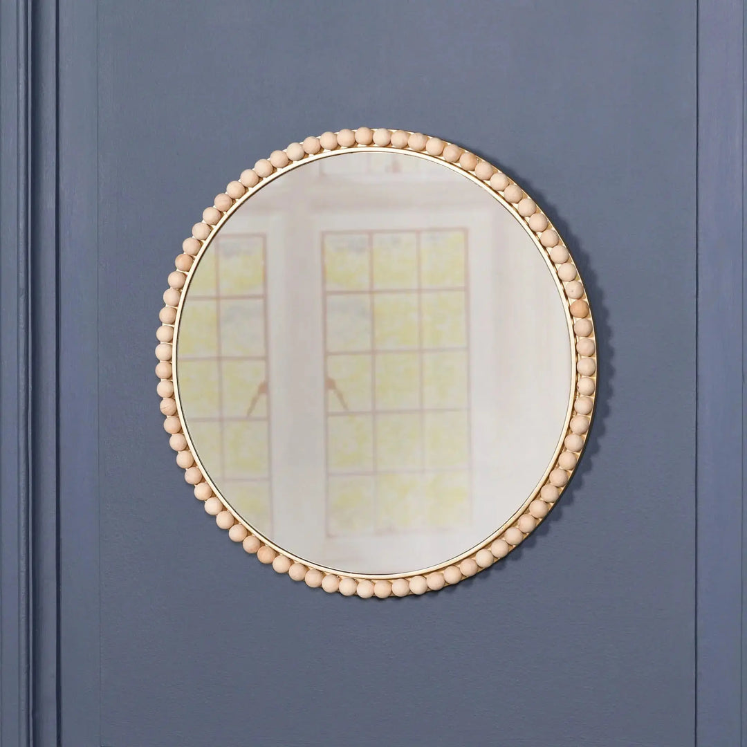 Wooden Bobble Round Wall Mirror   Nicholas John Interiors